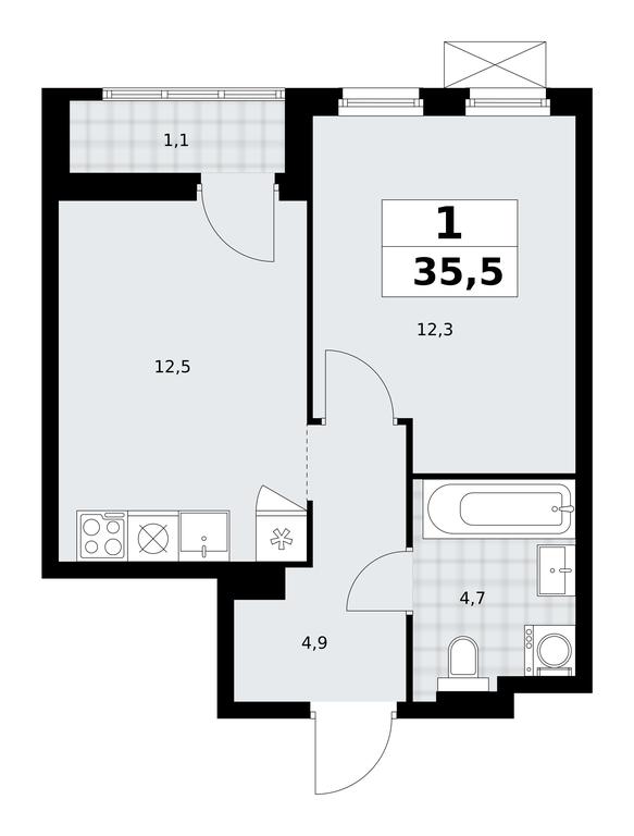 Apartment Sale, 35.5 sq. m. at Dzen-Kvartaly, ulitsa Aleksandry Monakhovoy, 2/3, Sosenskoye Settlement, Moscow, Russia #1