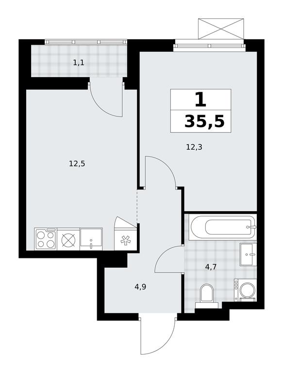 Apartment Sale, 35.5平方米 at Dzen-Kvartaly, ulitsa Aleksandry Monakhovoy, 2/3, Sosenskoye Settlement, Moscow, Russia #1
