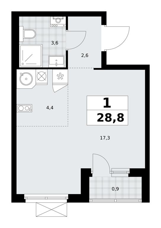 Apartment Sale, 28.8 sq. m. at Dzen-Kvartaly, ulitsa Aleksandry Monakhovoy, 2/3, Sosenskoye Settlement, Moscow, Russia #1