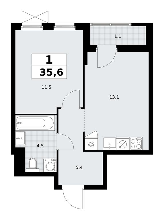 Apartment Sale, 35.6 sq. m. at Dzen-Kvartaly, ulitsa Aleksandry Monakhovoy, 2/3, Sosenskoye Settlement, Moscow, Russia #1