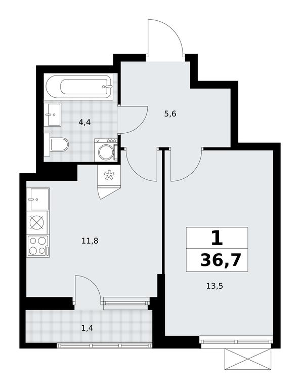 Apartment Sale, 36.7平方米 at Dzen-Kvartaly, ulitsa Aleksandry Monakhovoy, 2/3, Sosenskoye Settlement, Moscow, Russia #1