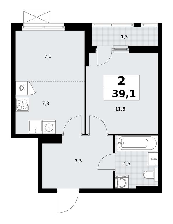 1-BD Apartment Sale, 39.1 sq. m. at Dzen-Kvartaly, ulitsa Aleksandry Monakhovoy, 2/3, Sosenskoye Settlement, Moscow, Russia #1