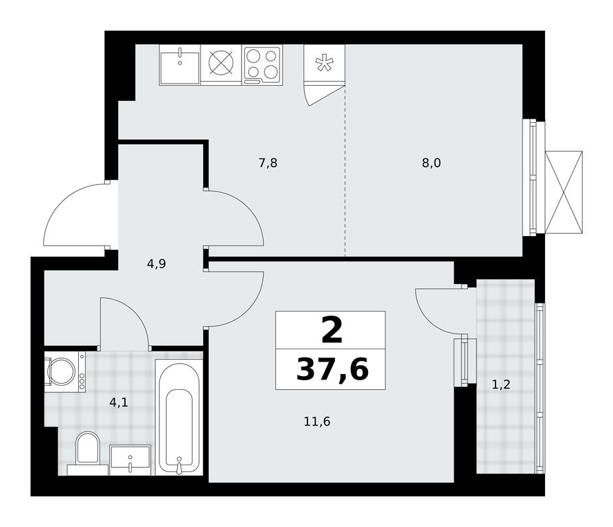 1-BD Apartment Sale, 37.6 sq. m. at Dzen-Kvartaly, ulitsa Aleksandry Monakhovoy, 2/3, Sosenskoye Settlement, Moscow, Russia #1