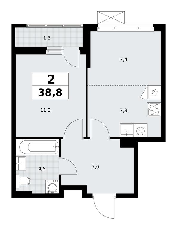 1-BD Apartment Sale, 38.8 sq. m. at Dzen-Kvartaly, ulitsa Aleksandry Monakhovoy, 2/3, Sosenskoye Settlement, Moscow, Russia #1