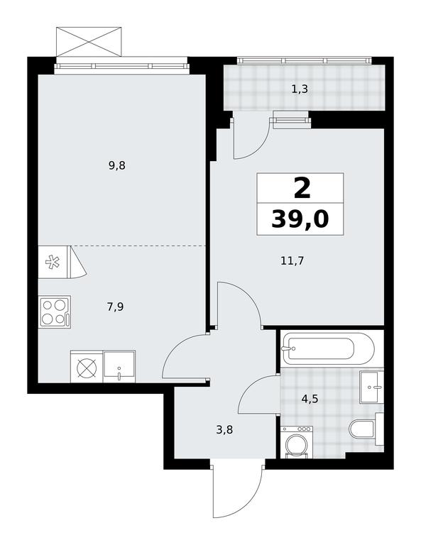 1-BD Apartment Sale, 39平方米 at Dzen-Kvartaly, ulitsa Aleksandry Monakhovoy, 2/3, Sosenskoye Settlement, Moscow, Russia #1