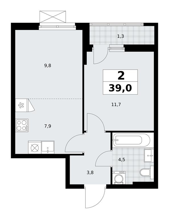 1-BD Apartment Sale, 39平方米 at Dzen-Kvartaly, ulitsa Aleksandry Monakhovoy, 2/3, Sosenskoye Settlement, Moscow, Russia #1