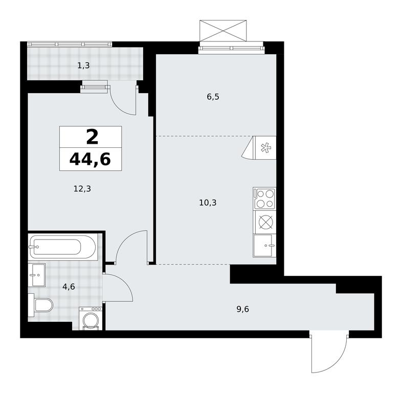 1-BD Apartment Sale, 44.6平方米 at Dzen-Kvartaly, ulitsa Aleksandry Monakhovoy, 2/3, Sosenskoye Settlement, Moscow, Russia #1