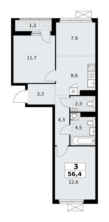 2-BD Apartment Sale, 56.4平方米 at Dzen-Kvartaly, ulitsa Aleksandry Monakhovoy, 2/3, Sosenskoye Settlement, Moscow, Russia #1 2-BD Apartment Sale, 56.4平方米 at Dzen-Kvartaly, ulitsa Aleksandry Monakhovoy, 2/3, Sosenskoye Settlement, Moscow, Russia #1