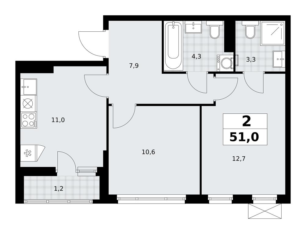 1-BD Apartment Sale, 51平方米 at Dzen-Kvartaly, ulitsa Aleksandry Monakhovoy, 2/3, Sosenskoye Settlement, Moscow, Russia #1