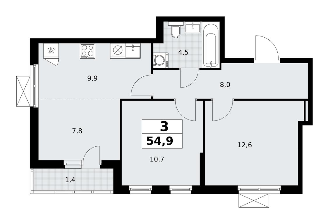 2-BD Apartment Sale, 54.9平方米 at Dzen-Kvartaly, ulitsa Aleksandry Monakhovoy, 2/3, Sosenskoye Settlement, Moscow, Russia #1 2-BD Apartment Sale, 54.9平方米 at Dzen-Kvartaly, ulitsa Aleksandry Monakhovoy, 2/3, Sosenskoye Settlement, Moscow, Russia #1