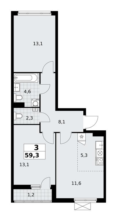 2-BD Apartment Sale, 59.3 sq. m. at Dzen-Kvartaly, ulitsa Aleksandry Monakhovoy, 2/3, Sosenskoye Settlement, Moscow, Russia #1 2-BD Apartment Sale, 59.3 sq. m. at Dzen-Kvartaly, ulitsa Aleksandry Monakhovoy, 2/3, Sosenskoye Settlement, Moscow, Russia #1