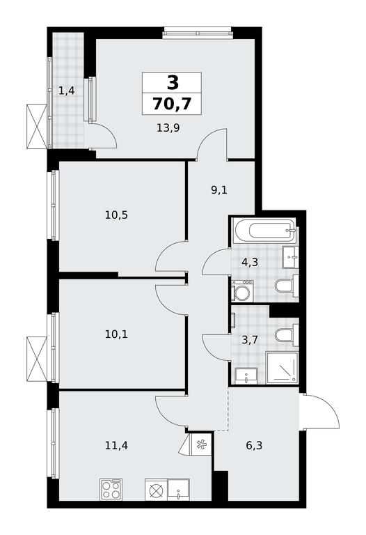 2-BD Apartment Sale, 70.7平方米 at Dzen-Kvartaly, ulitsa Aleksandry Monakhovoy, 2/3, Sosenskoye Settlement, Moscow, Russia #1 2-BD Apartment Sale, 70.7平方米 at Dzen-Kvartaly, ulitsa Aleksandry Monakhovoy, 2/3, Sosenskoye Settlement, Moscow, Russia #1