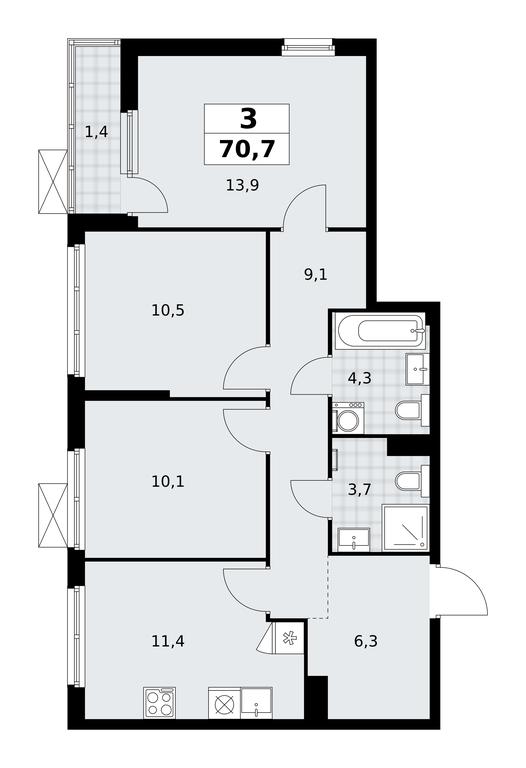 2-BD Apartment Sale, 70.7平方米 at Dzen-Kvartaly, ulitsa Aleksandry Monakhovoy, 2/3, Sosenskoye Settlement, Moscow, Russia #1 2-BD Apartment Sale, 70.7平方米 at Dzen-Kvartaly, ulitsa Aleksandry Monakhovoy, 2/3, Sosenskoye Settlement, Moscow, Russia #1