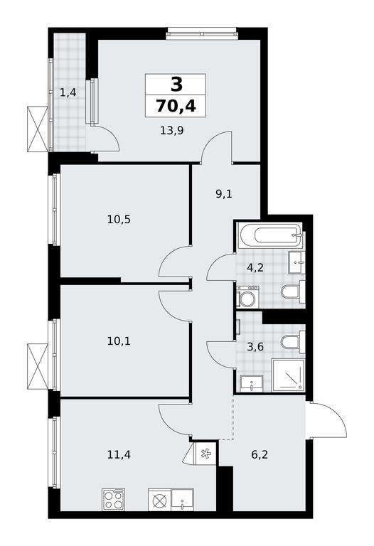 2-BD Apartment Sale, 70.4平方米 at Dzen-Kvartaly, ulitsa Aleksandry Monakhovoy, 2/3, Sosenskoye Settlement, Moscow, Russia #1 2-BD Apartment Sale, 70.4平方米 at Dzen-Kvartaly, ulitsa Aleksandry Monakhovoy, 2/3, Sosenskoye Settlement, Moscow, Russia #1