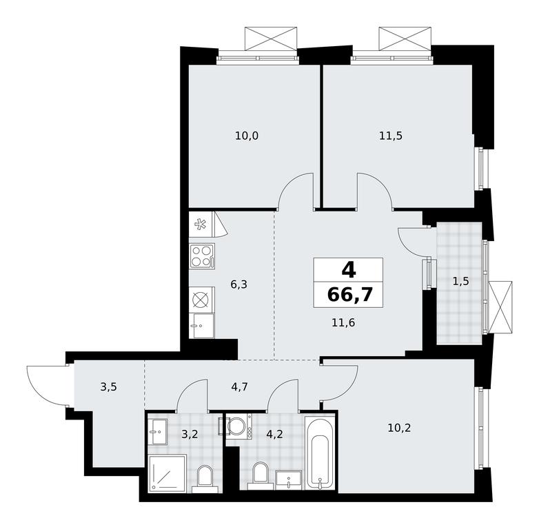 3-BD Apartment Sale, 66.7平方米 at Dzen-Kvartaly, ulitsa Aleksandry Monakhovoy, 2/3, Sosenskoye Settlement, Moscow, Russia #1 3-BD Apartment Sale, 66.7平方米 at Dzen-Kvartaly, ulitsa Aleksandry Monakhovoy, 2/3, Sosenskoye Settlement, Moscow, Russia #1