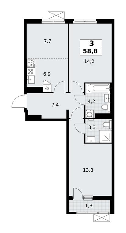 2-BD Apartment Sale, 58.8平方米 at Dzen-Kvartaly, ulitsa Aleksandry Monakhovoy, 2/3, Sosenskoye Settlement, Moscow, Russia #1 2-BD Apartment Sale, 58.8平方米 at Dzen-Kvartaly, ulitsa Aleksandry Monakhovoy, 2/3, Sosenskoye Settlement, Moscow, Russia #1