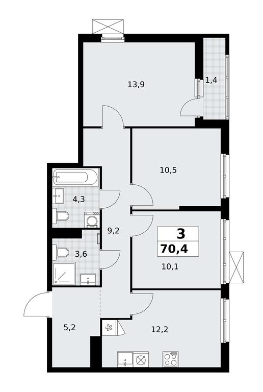 2-BD Apartment Sale, 70.4 sq. m. at Dzen-Kvartaly, ulitsa Aleksandry Monakhovoy, 2/3, Sosenskoye Settlement, Moscow, Russia #1 2-BD Apartment Sale, 70.4 sq. m. at Dzen-Kvartaly, ulitsa Aleksandry Monakhovoy, 2/3, Sosenskoye Settlement, Moscow, Russia #1