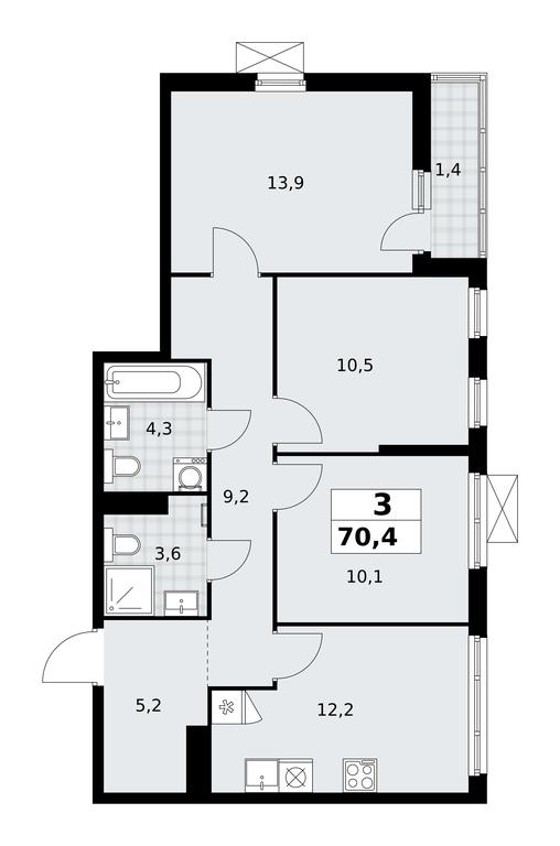 2-BD Apartment Sale, 70.4平方米 at Dzen-Kvartaly, ulitsa Aleksandry Monakhovoy, 2/3, Sosenskoye Settlement, Moscow, Russia #1 2-BD Apartment Sale, 70.4平方米 at Dzen-Kvartaly, ulitsa Aleksandry Monakhovoy, 2/3, Sosenskoye Settlement, Moscow, Russia #1