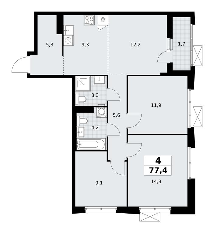 3-BD Apartment Sale, 77.4平方米 at Dzen-Kvartaly, ulitsa Aleksandry Monakhovoy, 2/3, Sosenskoye Settlement, Moscow, Russia #1 3-BD Apartment Sale, 77.4平方米 at Dzen-Kvartaly, ulitsa Aleksandry Monakhovoy, 2/3, Sosenskoye Settlement, Moscow, Russia #1