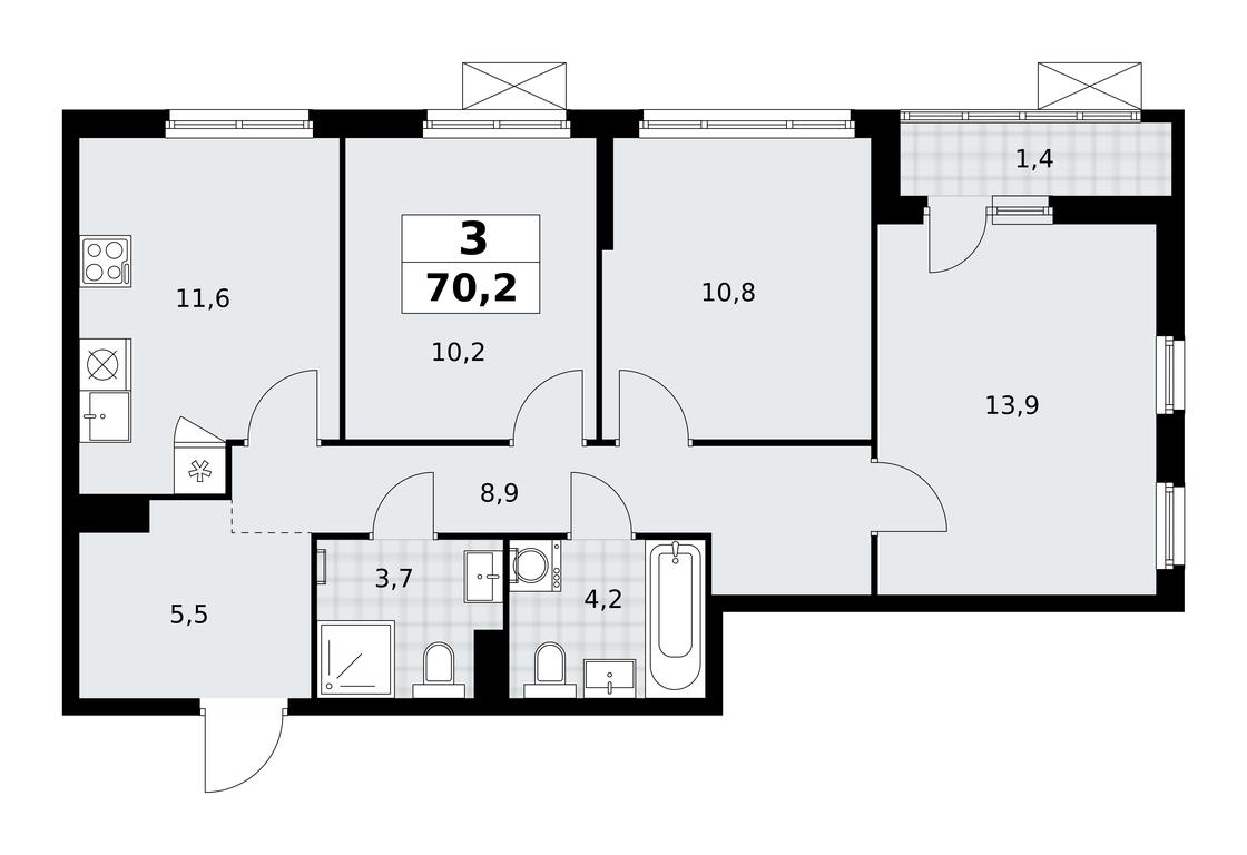 2-BD Apartment Sale, 70.2 sq. m. at Dzen-Kvartaly, ulitsa Aleksandry Monakhovoy, 2/3, Sosenskoye Settlement, Moscow, Russia #1 2-BD Apartment Sale, 70.2 sq. m. at Dzen-Kvartaly, ulitsa Aleksandry Monakhovoy, 2/3, Sosenskoye Settlement, Moscow, Russia #1