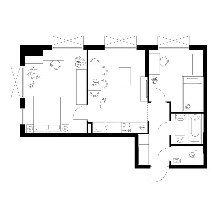 2-BD Apartment Sale, 51.3 sq. m. at Salarevo Park, Salaryevskaya Street, 8к1, Moskovskiy Settlement, Moscow, Russia #1