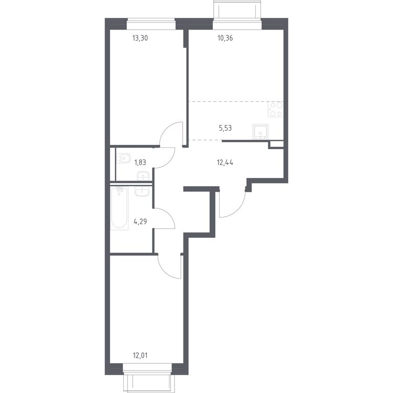 1-BD Apartment Sale, 59.76 sq. m. at Kvartal Domashnij, Donetskaya Street, 30с11, Moscow, Russia #2 1-BD Apartment Sale, 59.76 sq. m. at Kvartal Domashnij, Donetskaya Street, 30с11, Moscow, Russia #2