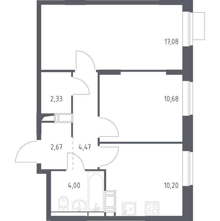 1-BD Apartment Sale, 51.43平方米 at Piatnitskie Luga, Pyatnitskoye Highway, 2, derevnya Yurlovo, Solnechnogorsk City District, Moscow Region, Russia #1