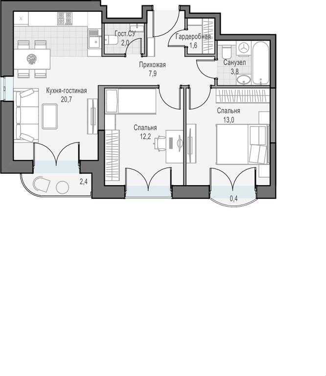 1-BD Apartment Sale, 63.2平方米 at Dostizhenie, Akademika Korolyova Street, 21, Moscow, Russia #1 1-BD Apartment Sale, 63.2平方米 at Dostizhenie, Akademika Korolyova Street, 21, Moscow, Russia #1