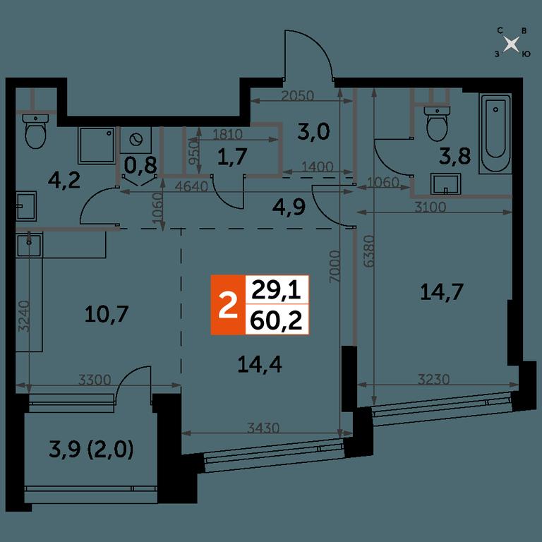 2-BD Apartment Sale, 60.2平方米 at Rotterdam, Varshavskoye Highway, 37Ак1с2, Moscow, Russia #1 2-BD Apartment Sale, 60.2平方米 at Rotterdam, Varshavskoye Highway, 37Ак1с2, Moscow, Russia #1