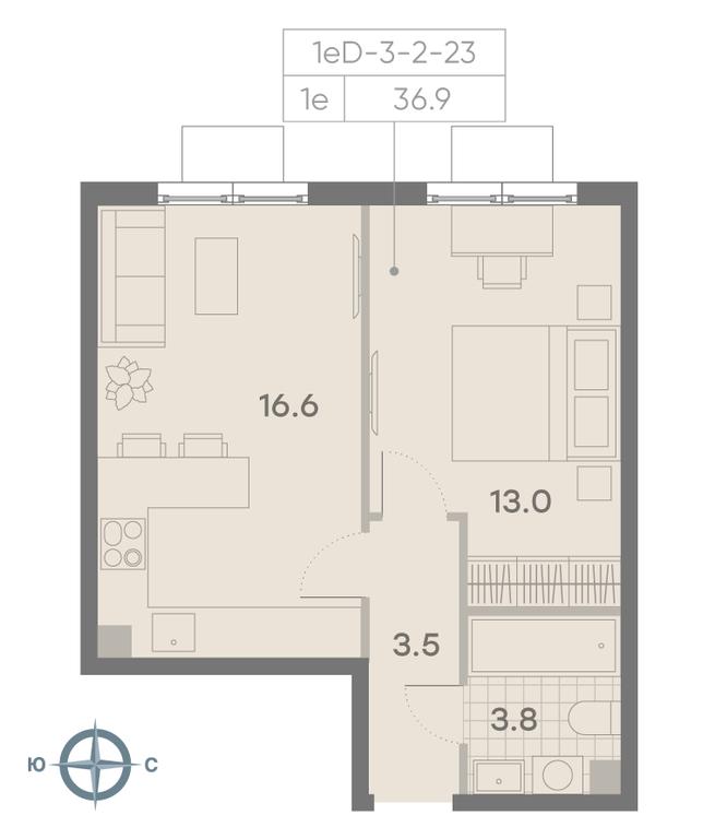1-BD Apartment Sale, 36.9 sq. m. at Parkside, Krasnogo Mayaka Street, 26к1, Moscow, Russia #2
