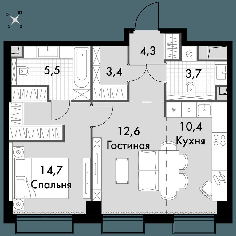 2-BD Apartment Sale, 54.6 sq. m. at Sydney City, Shenogina Street, 2, Moscow, Russia #1 2-BD Apartment Sale, 54.6 sq. m. at Sydney City, Shenogina Street, 2, Moscow, Russia #1