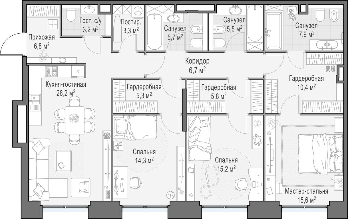 2-BD Apartment Sale, 134.7平方米 at Life Time, Sergeya Makeyeva Street, вл11/9с1-10, Moscow, Russia #1 2-BD Apartment Sale, 134.7平方米 at Life Time, Sergeya Makeyeva Street, вл11/9с1-10, Moscow, Russia #1