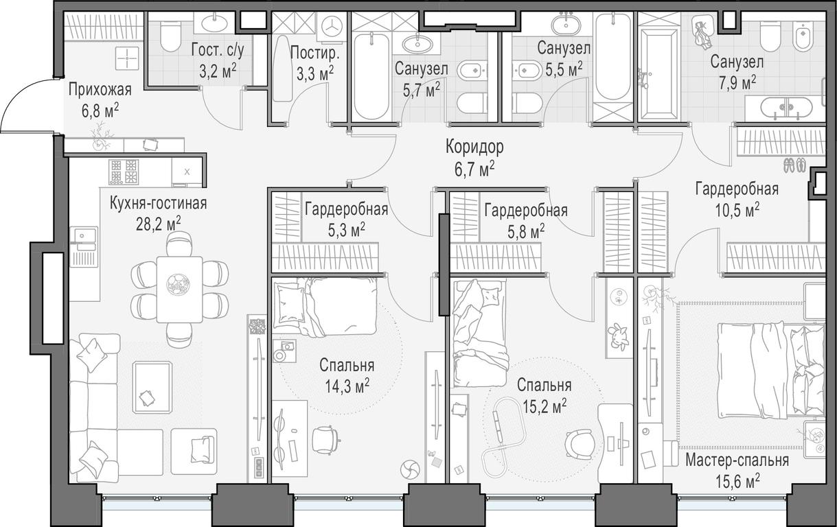 2-BD Apartment Sale, 134.7 sq. m. at Life Time, Sergeya Makeyeva Street, вл11/9с1-10, Moscow, Russia #1 2-BD Apartment Sale, 134.7 sq. m. at Life Time, Sergeya Makeyeva Street, вл11/9с1-10, Moscow, Russia #1