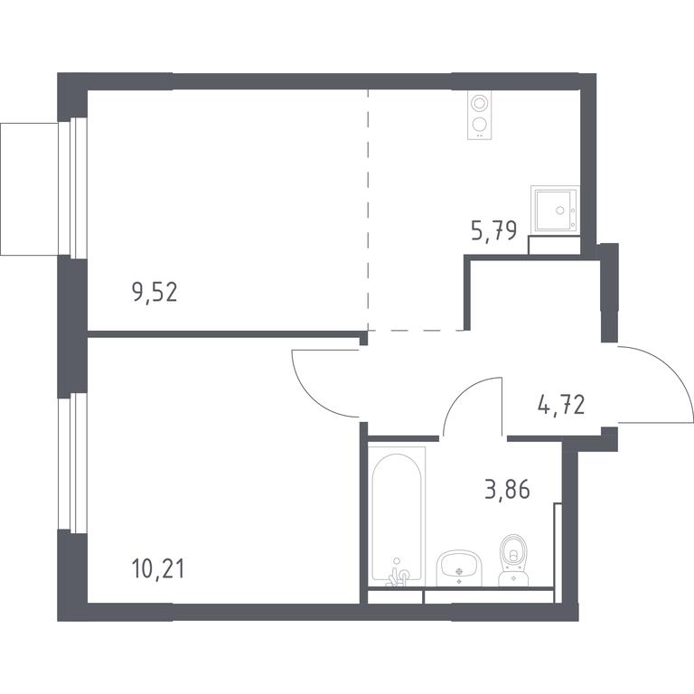 Apartment Sale, 34.1平方米 at Mytishchi Park, Silikatnaya ulitsa, 41к3, Mytischi, Moscow Region, Russia #1