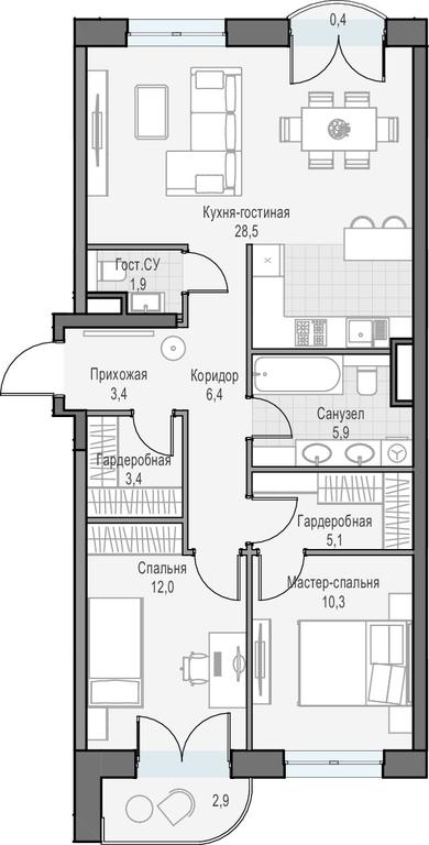 2-BD Apartment Sale, 79.1 sq. m. at Dostizhenie, Akademika Korolyova Street, 21, Moscow, Russia #1 2-BD Apartment Sale, 79.1 sq. m. at Dostizhenie, Akademika Korolyova Street, 21, Moscow, Russia #1