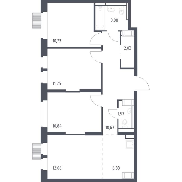 2-BD Apartment Sale, 69.36 sq. m. at Bolshoe Putilkovo, Prostornaya ulitsa, 1, Putilkovo Village, Krasnogorsk City District, Moscow Region, Russia #1