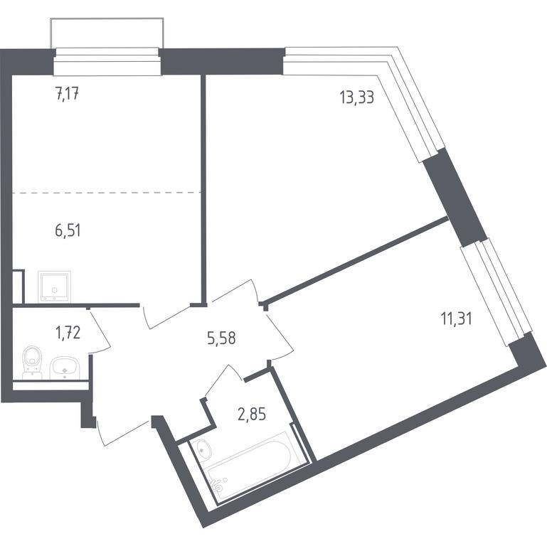 1-BD Apartment Sale, 48.47 sq. m. at Rublevskiy Kvartal, Laykovo Green Quarter, zhiloy kompleks Gorod-sobytiye Laykovo, selo Laykovo, Odintsovskiy City District, Moscow Region, Russia #1
