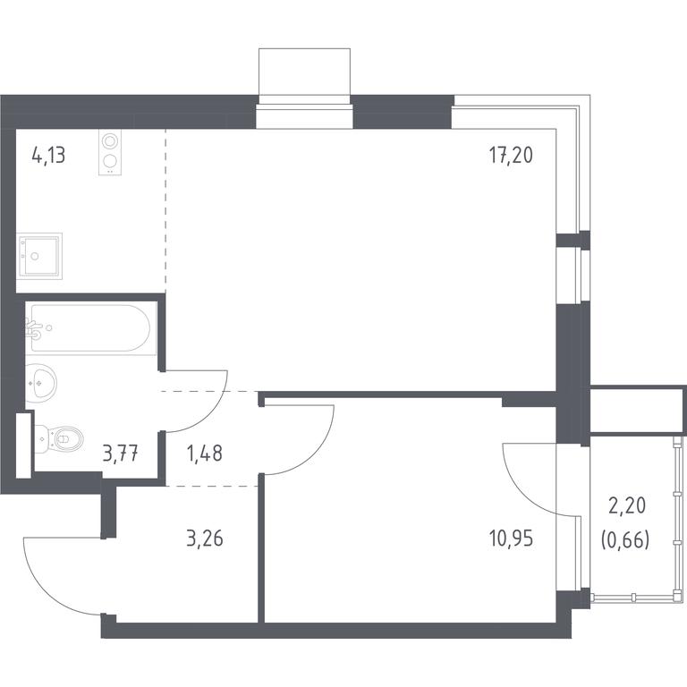 Apartment Sale, 41.45平方米 at Kvartal Aviatorov, ulitsa Koldunova, Aviatorov Microdistrict, Balashikha, Moscow Region, Russia #1