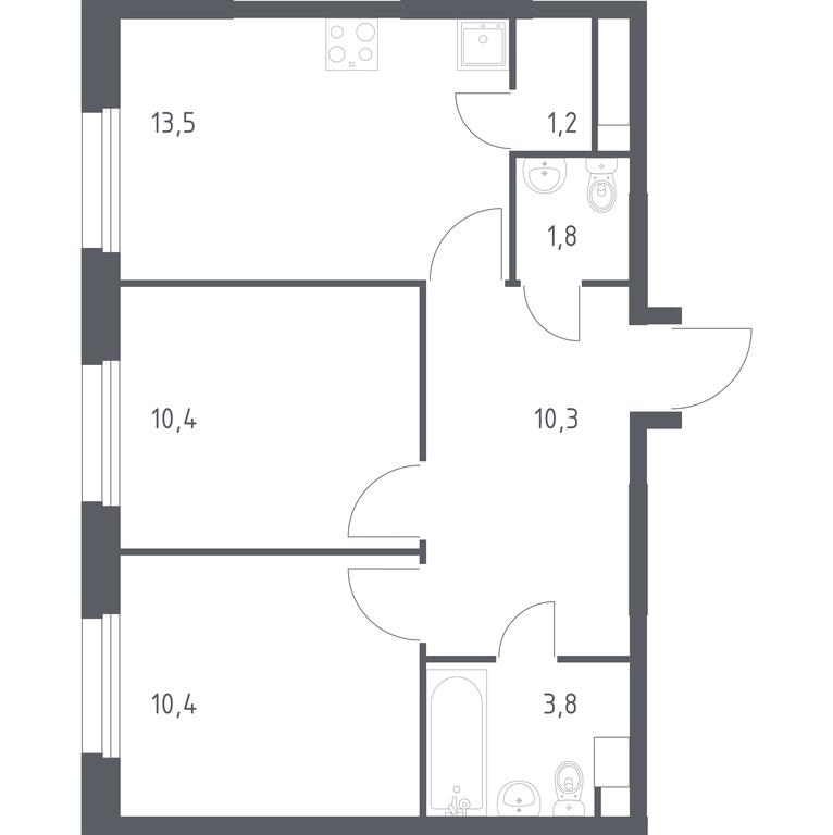 1-BD Apartment Sale, 51.4 sq. m. at Eko Bunino, prospekt Kuprina, 34к1, Sosenskoye Settlement, Moscow, Russia #1