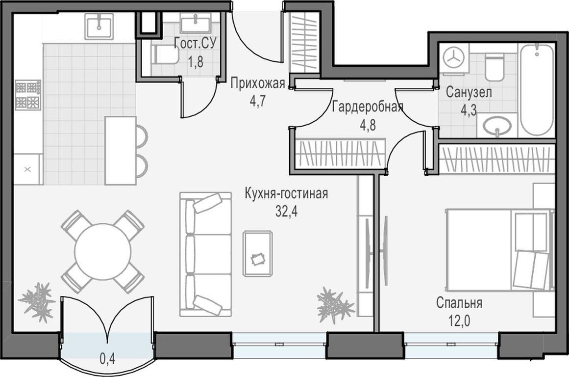 1-BD Apartment Sale, 60.3 sq. m. at Dostizhenie, Akademika Korolyova Street, 21, Moscow, Russia #1 1-BD Apartment Sale, 60.3 sq. m. at Dostizhenie, Akademika Korolyova Street, 21, Moscow, Russia #1