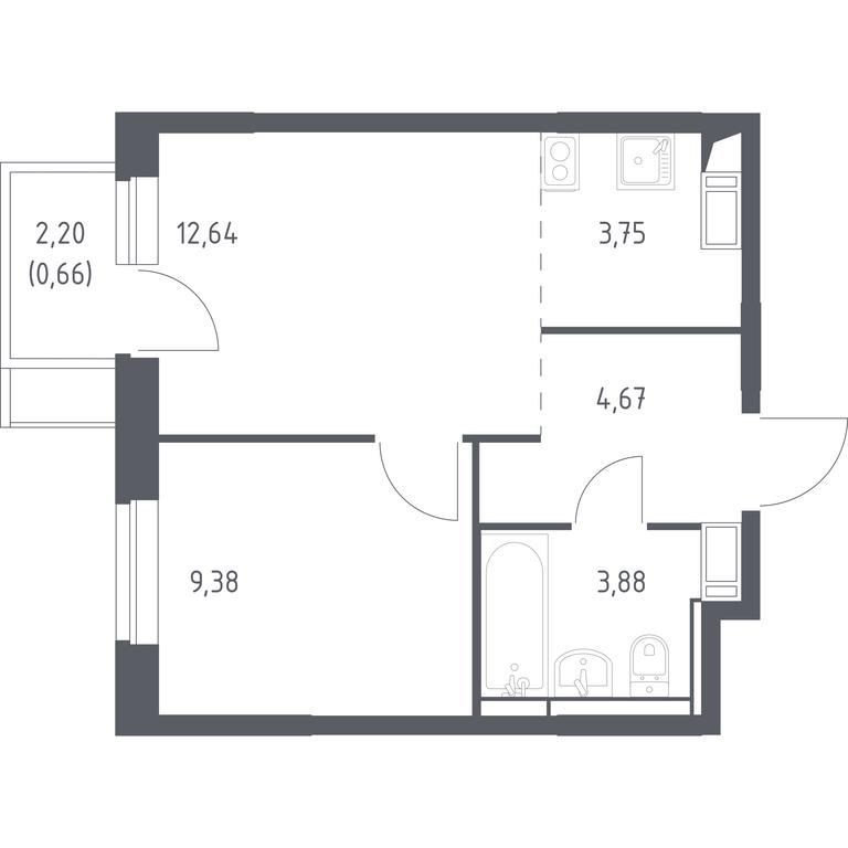 Apartment Sale, 34.98平方米 at Piatnitskie Luga, Pyatnitskoye Highway, 2, derevnya Yurlovo, Solnechnogorsk City District, Moscow Region, Russia #1