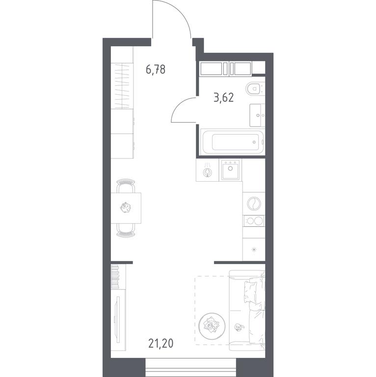 Apartment Sale, 31.6平方米 at MirrorZdanie, Oktyabrskaya Street, 98, Moscow, Russia #2