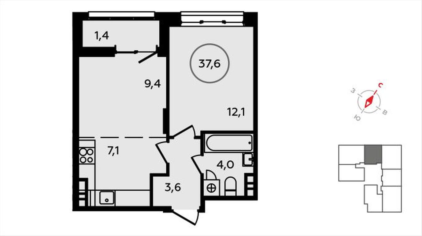 1-BD Apartment Sale, 37.6 sq. m. at Skandinaviya, Skandinaviya Residential Complex, Sosenskoye Settlement, Moscow, Russia #1 1-BD Apartment Sale, 37.6 sq. m. at Skandinaviya, Skandinaviya Residential Complex, Sosenskoye Settlement, Moscow, Russia #1
