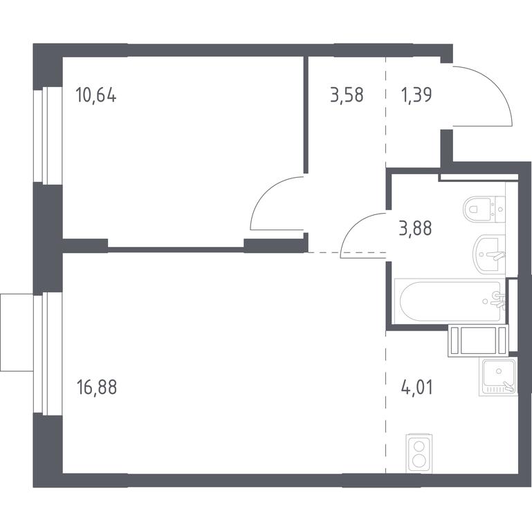Apartment Sale, 40.38平方米 at Piatnitskie Luga, Pyatnitskoye Highway, 2, derevnya Yurlovo, Solnechnogorsk City District, Moscow Region, Russia #1