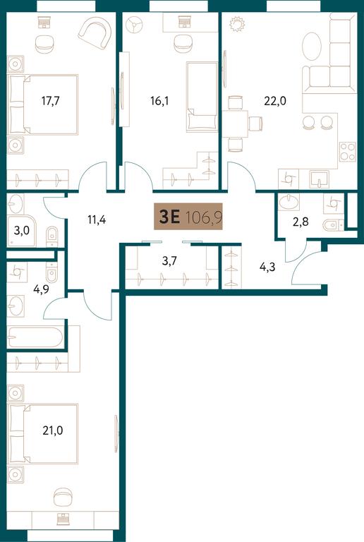 3-BD Apartment Sale, 107平方米 at Nastoiashchee, Vinnitskaya Street, 8к3, Moscow, Russia #1