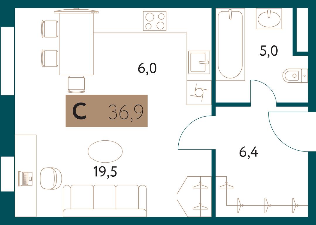 Apartment Sale, 36.7平方米 at Nastoiashchee, Vinnitskaya Street, 8к3, Moscow, Russia #1