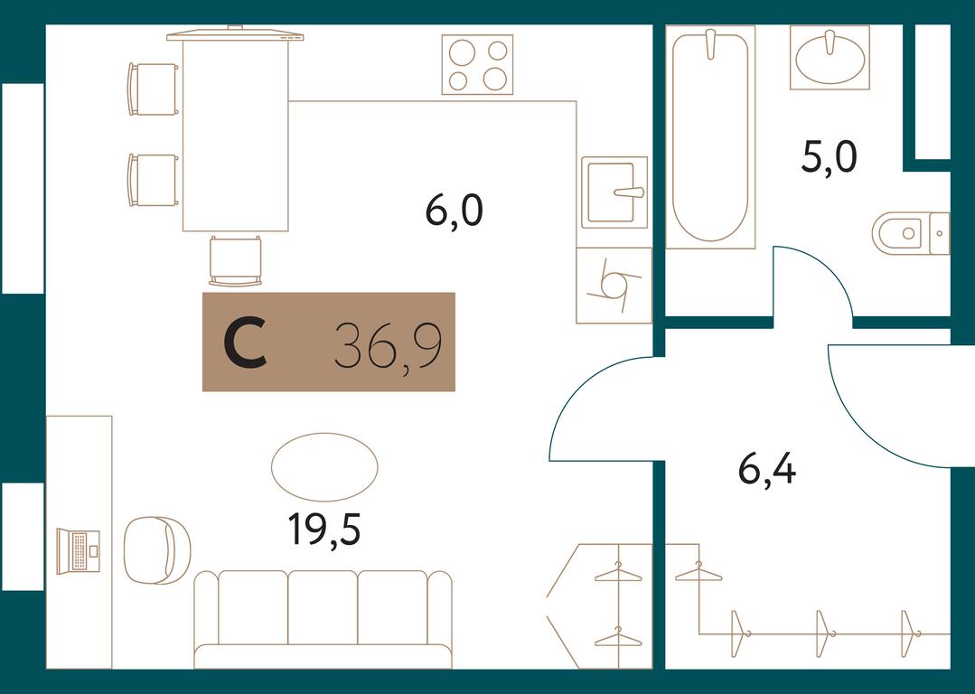 Apartment Sale, 36.7 sq. m. at Nastoiashchee, Vinnitskaya Street, 8к3, Moscow, Russia #1