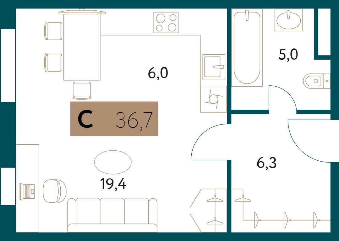 Apartment Sale, 36.7平方米 at Nastoiashchee, Vinnitskaya Street, 8к3, Moscow, Russia #2