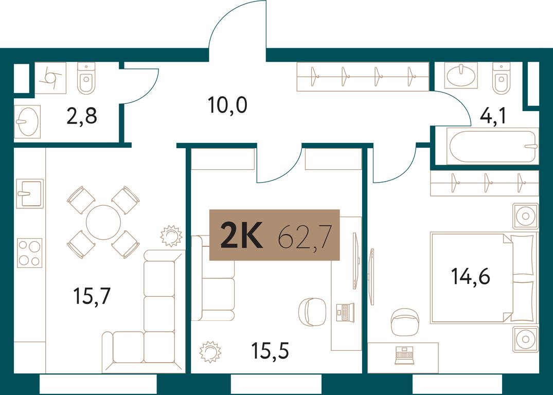 2-BD Apartment Sale, 62.6平方米 at Nastoiashchee, Vinnitskaya Street, 8к4, Moscow, Russia #1 2-BD Apartment Sale, 62.6平方米 at Nastoiashchee, Vinnitskaya Street, 8к4, Moscow, Russia #1