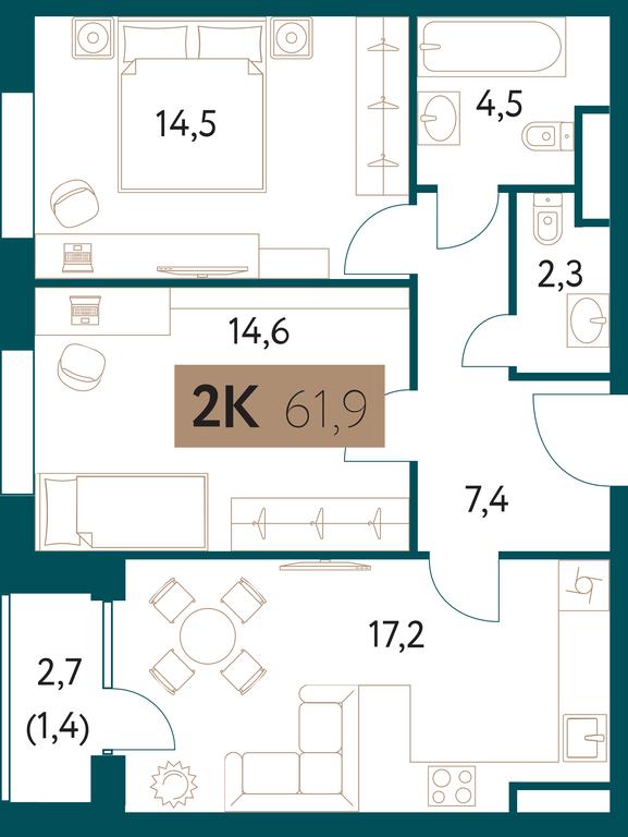 2-BD Apartment Sale, 62.1 sq. m. at Nastoiashchee, Vinnitskaya Street, 8к1, Moscow, Russia #1 2-BD Apartment Sale, 62.1 sq. m. at Nastoiashchee, Vinnitskaya Street, 8к1, Moscow, Russia #1